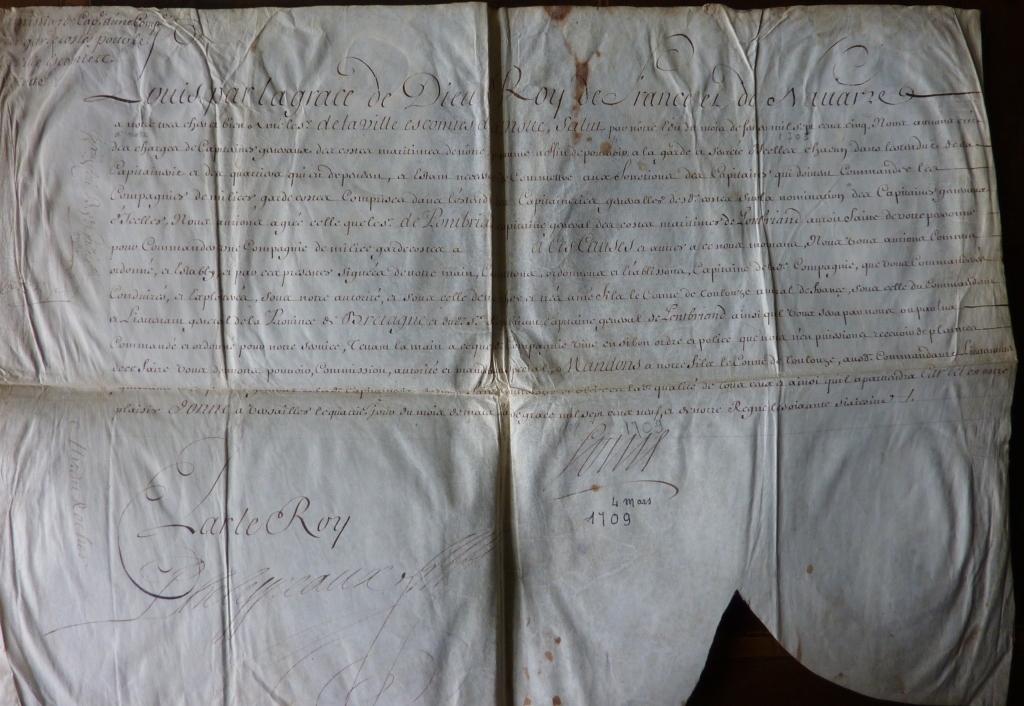 Brevet de capitaine d'un bataillon de la capitainerie du Pontbriand (coll. part.)